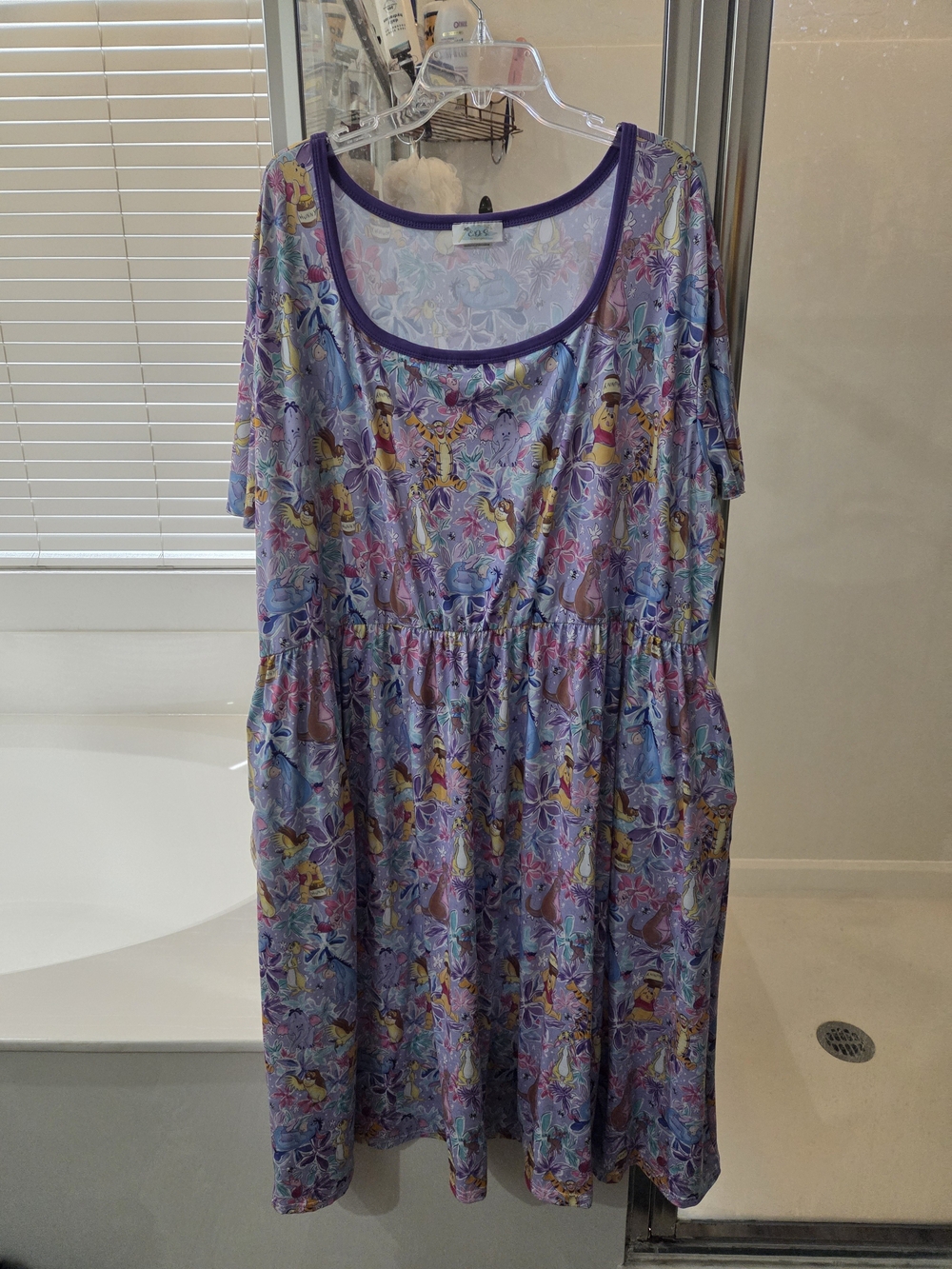 Disney Winnie The Pooh Women's Lavender Floral Dress with Purple Trim